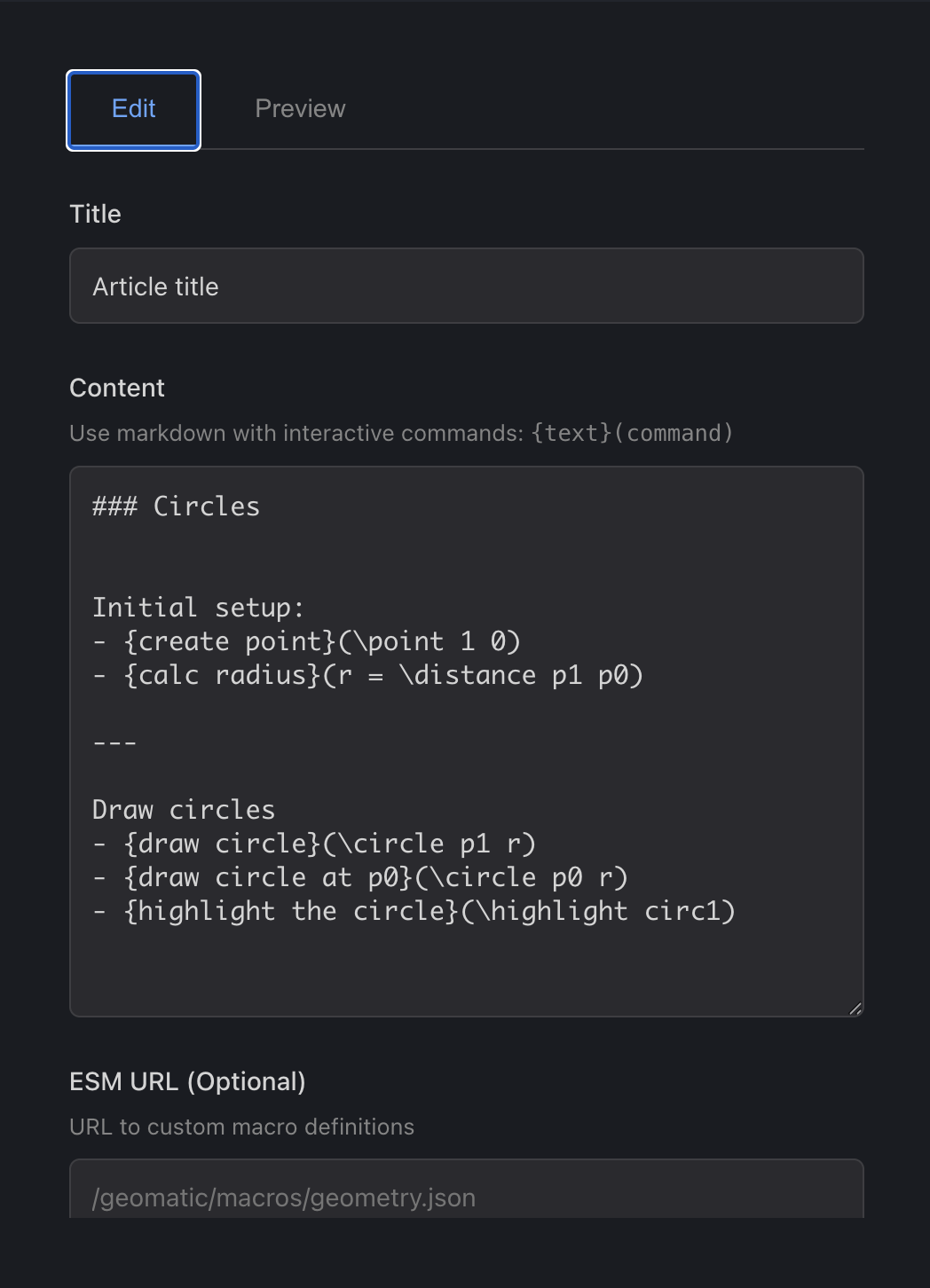 Article editor